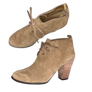 Lucky Brand Unitas Lace Up Suede Ankle Heel Boots
